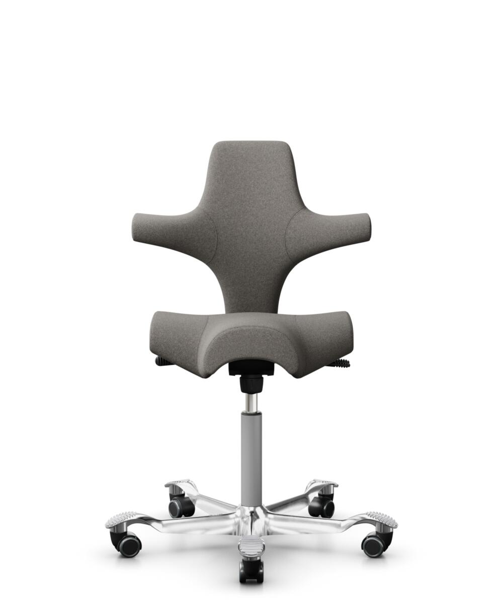 HÅG Capisco 8106 - Cura Loop (Gabriel) - Gerecycled Polyester - CLP61168 Beige-grey - Framekleur - Zilver - Gasveer - 265 mm (Zithoogte 53-79cm) - Vloercontact - Harde wielen t.b.v. zachte vloeren - Voetenring - Nee, geen voetenring - Voetster - Ja, vo... - 1