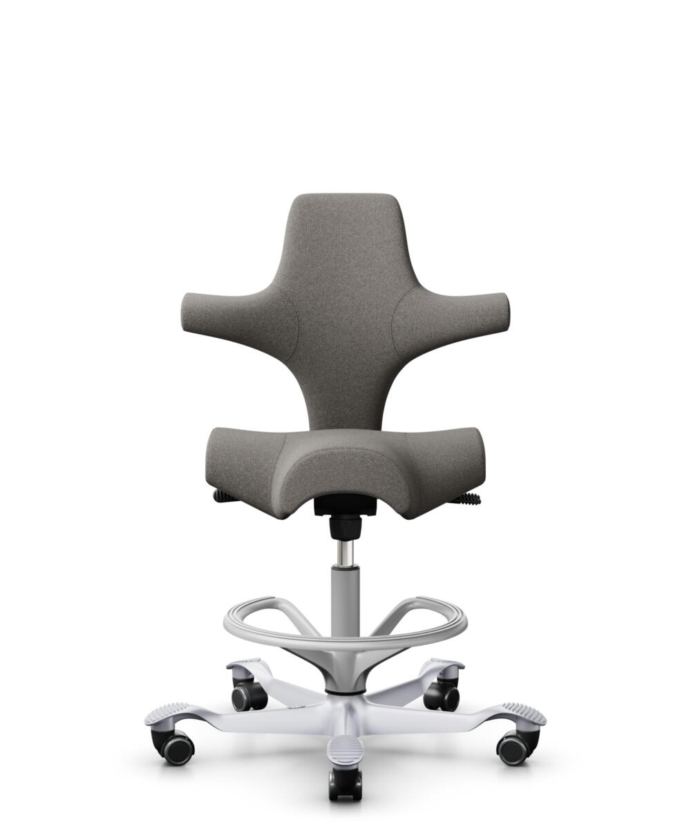 HÅG Capisco 8106 - Cura Loop (Gabriel) - Gerecycled Polyester - CLP61168 Beige-grey - Framekleur - Zilver - Gasveer - 265 mm (Zithoogte 53-79cm) - Vloercontact - Harde wielen t.b.v. zachte vloeren - Voetenring - Ja, in framekleur - Voetster - Nee, voet... - 1