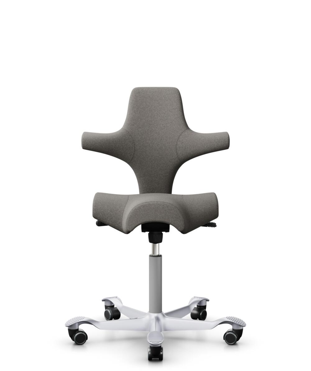 HÅG Capisco 8106 - Cura Loop (Gabriel) - Gerecycled Polyester - CLP61168 Beige-grey - Framekleur - Zilver - Gasveer - 265 mm (Zithoogte 53-79cm) - Vloercontact - Zachte wielen t.b.v. harde vloeren - Voetenring - Nee, geen voetenring - Voetster - Nee, v... - 1