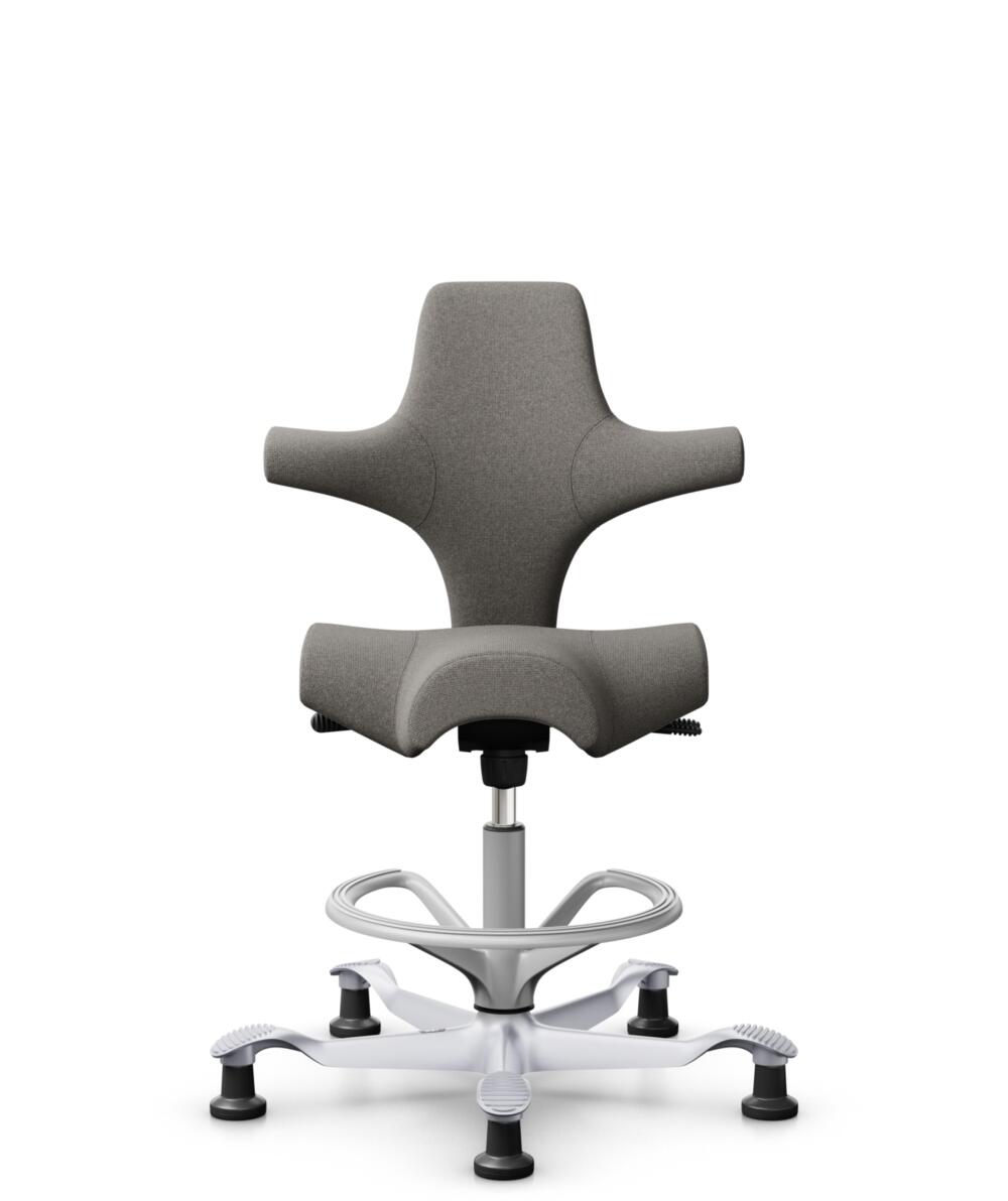 HÅG Capisco 8106 - Cura Loop (Gabriel) - Gerecycled Polyester - CLP61168 Beige-grey - Framekleur - Zilver - Gasveer - 265 mm (Zithoogte 53-79cm) - Vloercontact - Glijdoppen - Voetenring - Ja, in framekleur - Voetster - Nee, voetster in framekleur - 1