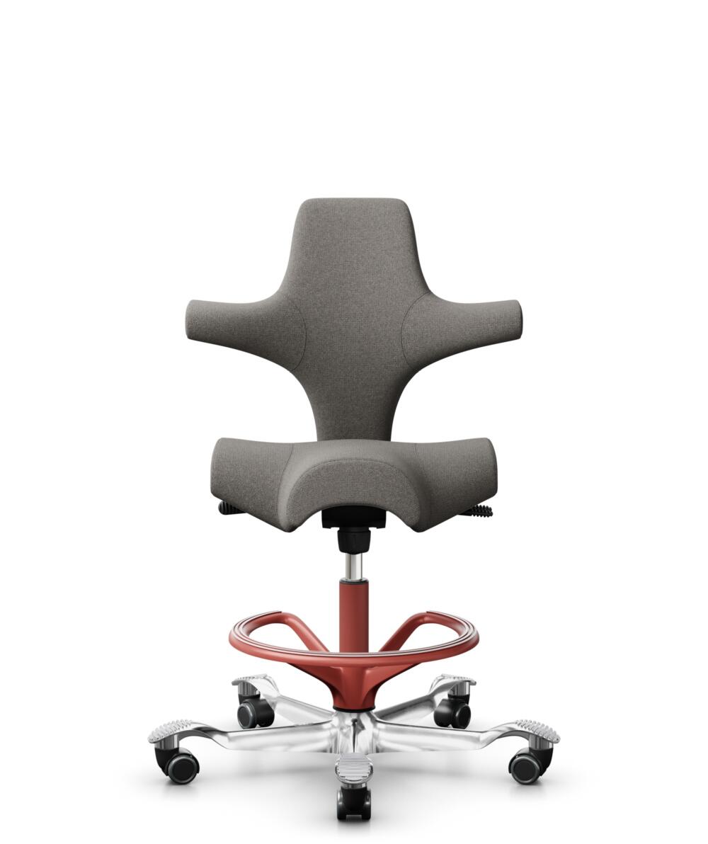 HÅG Capisco 8106 - Cura Loop (Gabriel) - Gerecycled Polyester - CLP61168 Beige-grey - Framekleur - Blush Rose - Gasveer - 200 mm (Zithoogte 46-64cm) - Vloercontact - Harde wielen t.b.v. zachte vloeren - Voetenring - Ja, in framekleur - Voetster - Ja, v... - 1