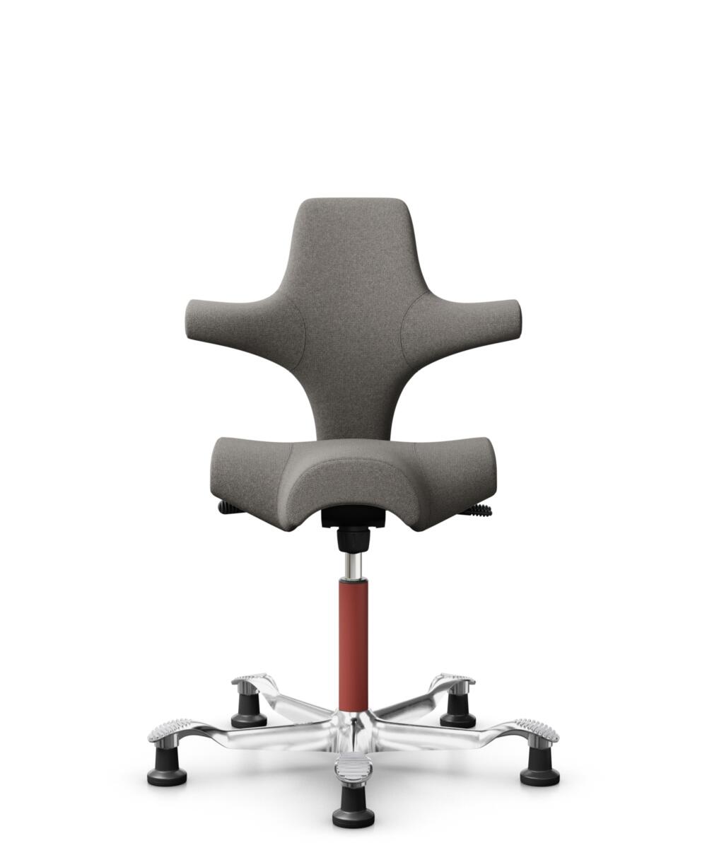 HÅG Capisco 8106 - Cura Loop (Gabriel) - Gerecycled Polyester - CLP61168 Beige-grey - Framekleur - Blush Rose - Gasveer - 200 mm (Zithoogte 46-64cm) - Vloercontact - Glijdoppen - Voetenring - Nee, geen voetenring - Voetster - Ja, voetster in gepolijst ... - 1