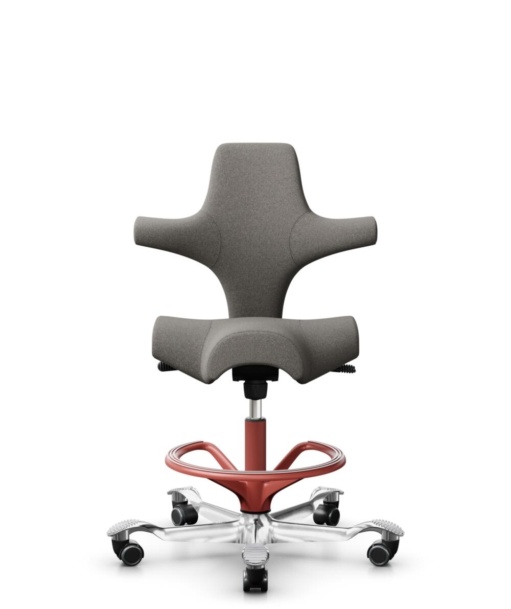 HÅG Capisco 8106 - Cura Loop (Gabriel) - Gerecycled Polyester - CLP61168 Beige-grey - Framekleur - Blush Rose - Gasveer - 265 mm (Zithoogte 53-79cm) - Vloercontact - Harde wielen t.b.v. zachte vloeren - Voetenring - Ja, in framekleur - Voetster - Ja, v... - 1