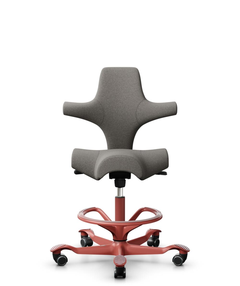 HÅG Capisco 8106 - Cura Loop (Gabriel) - Gerecycled Polyester - CLP61168 Beige-grey - Framekleur - Blush Rose - Gasveer - 265 mm (Zithoogte 53-79cm) - Vloercontact - Zachte wielen t.b.v. harde vloeren - Voetenring - Ja, in framekleur - Voetster - Nee, ... - 1