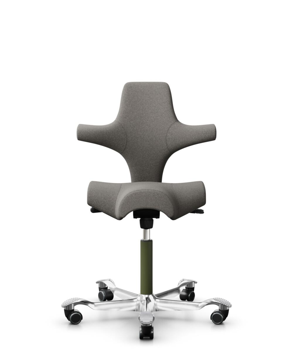 HÅG Capisco 8106 - Cura Loop (Gabriel) - Gerecycled Polyester - CLP61168 Beige-grey - Framekleur - Moss Grey - Gasveer - 265 mm (Zithoogte 53-79cm) - Vloercontact - Zachte wielen t.b.v. harde vloeren - Voetenring - Nee, geen voetenring - Voetster - Ja,... - 1