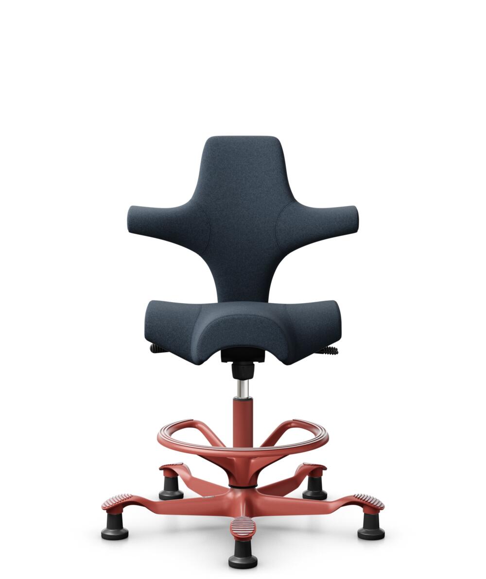 HÅG Capisco 8106 - Cura Loop (Gabriel) - Gerecycled Polyester - CLP66165 Blue - Framekleur - Blush Rose - Gasveer - 200 mm (Zithoogte 46-64cm) - Vloercontact - Glijdoppen - Voetenring - Ja, in framekleur - Voetster - Nee, voetster in framekleur - 1