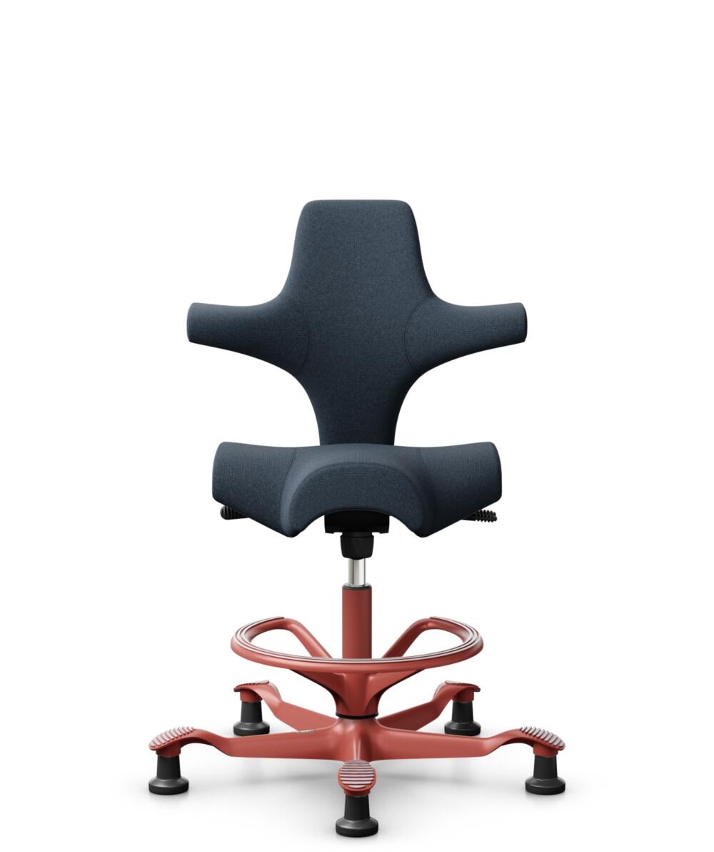 HÅG Capisco 8106 - Cura Loop (Gabriel) - Gerecycled Polyester - CLP66165 Blue - Framekleur - Blush Rose - Gasveer - 265 mm (Zithoogte 53-79cm) - Vloercontact - Glijdoppen - Voetenring - Ja, in framekleur - Voetster - Nee, voetster in framekleur - 1