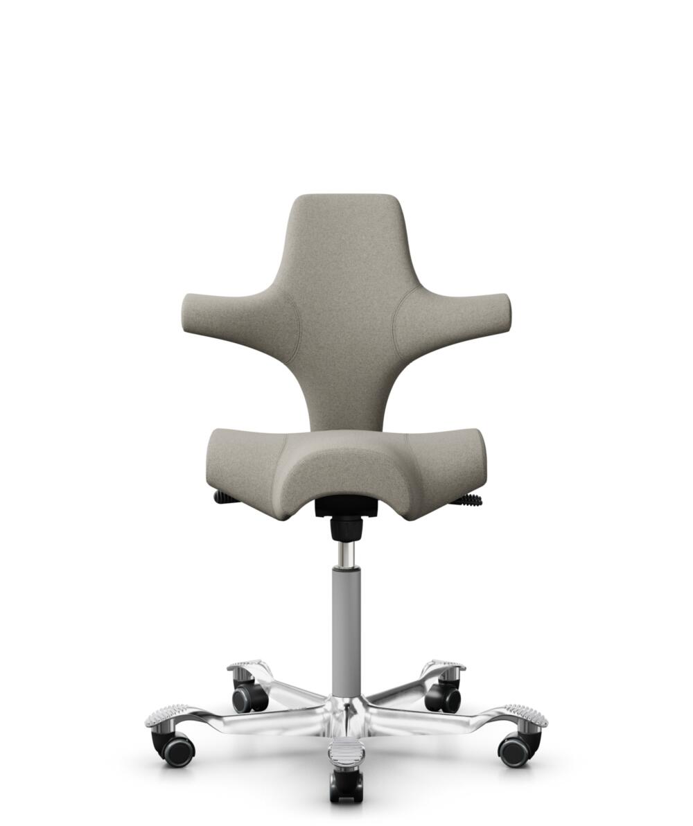 HÅG Capisco 8106 - Mainline Flax (Camira) - Wol / Vlas - MLF002 Beige-Grey - Framekleur - Zilver - Gasveer - 265 mm (Zithoogte 53-79cm) - Vloercontact - Harde wielen t.b.v. zachte vloeren - Voetenring - Nee, geen voetenring - Voetster - Ja, voetster in... - 1