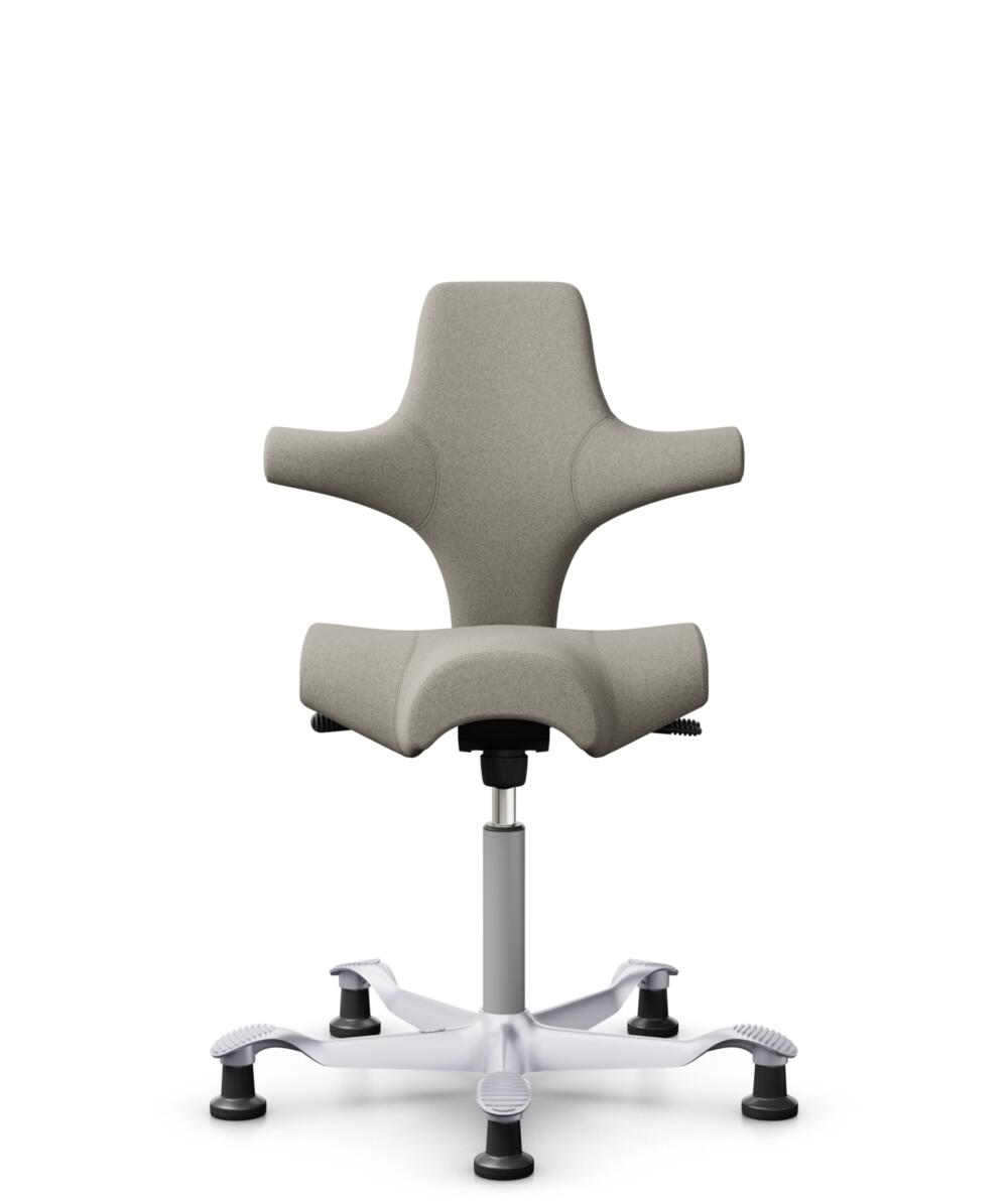 HÅG Capisco 8106 - Mainline Flax (Camira) - Wol / Vlas - MLF002 Beige-Grey - Framekleur - Zilver - Gasveer - 265 mm (Zithoogte 53-79cm) - Vloercontact - Glijdoppen - Voetenring - Nee, geen voetenring - Voetster - Nee, voetster in framekleur - 1