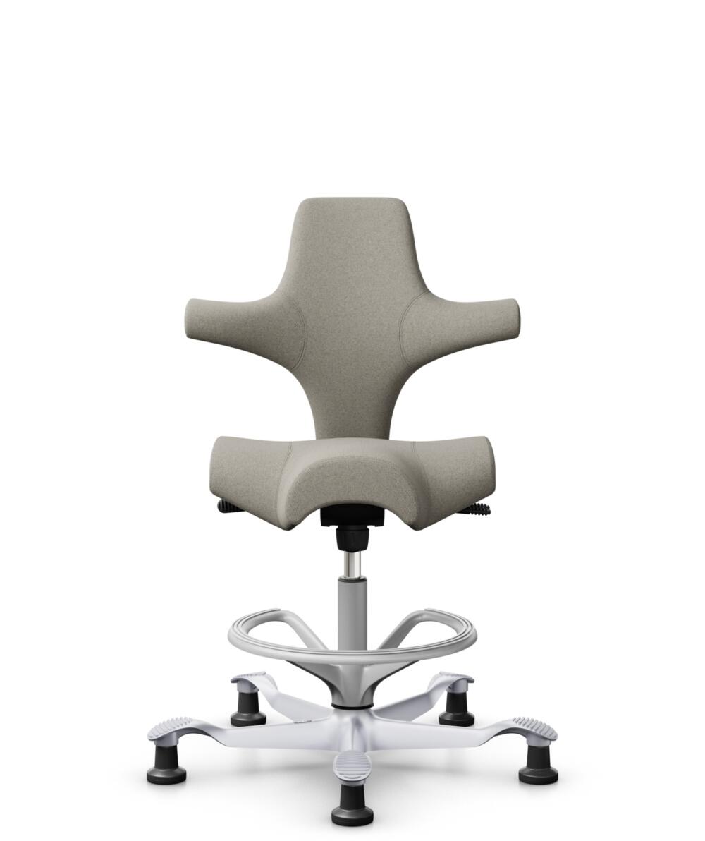 HÅG Capisco 8106 - Mainline Flax (Camira) - Wol / Vlas - MLF002 Beige-Grey - Framekleur - Zilver - Gasveer - 265 mm (Zithoogte 53-79cm) - Vloercontact - Glijdoppen - Voetenring - Ja, in framekleur - Voetster - Nee, voetster in framekleur - 1