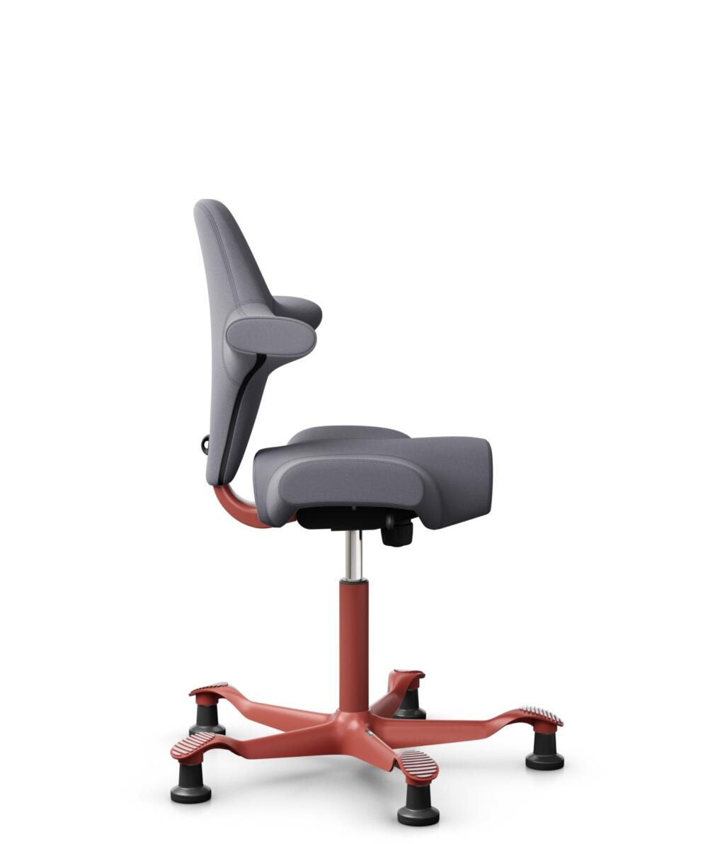 HÅG Capisco 8106 - Xtreme (Camira) - Gerecycled Polyester - EXR081 - Grey - Framekleur - Blush Rose - Gasveer - 265 mm (Zithoogte 53-79cm) - Vloercontact - Glijdoppen - Voetenring - Nee, geen voetenring - Voetster - Nee, voetster in framekleur - 2