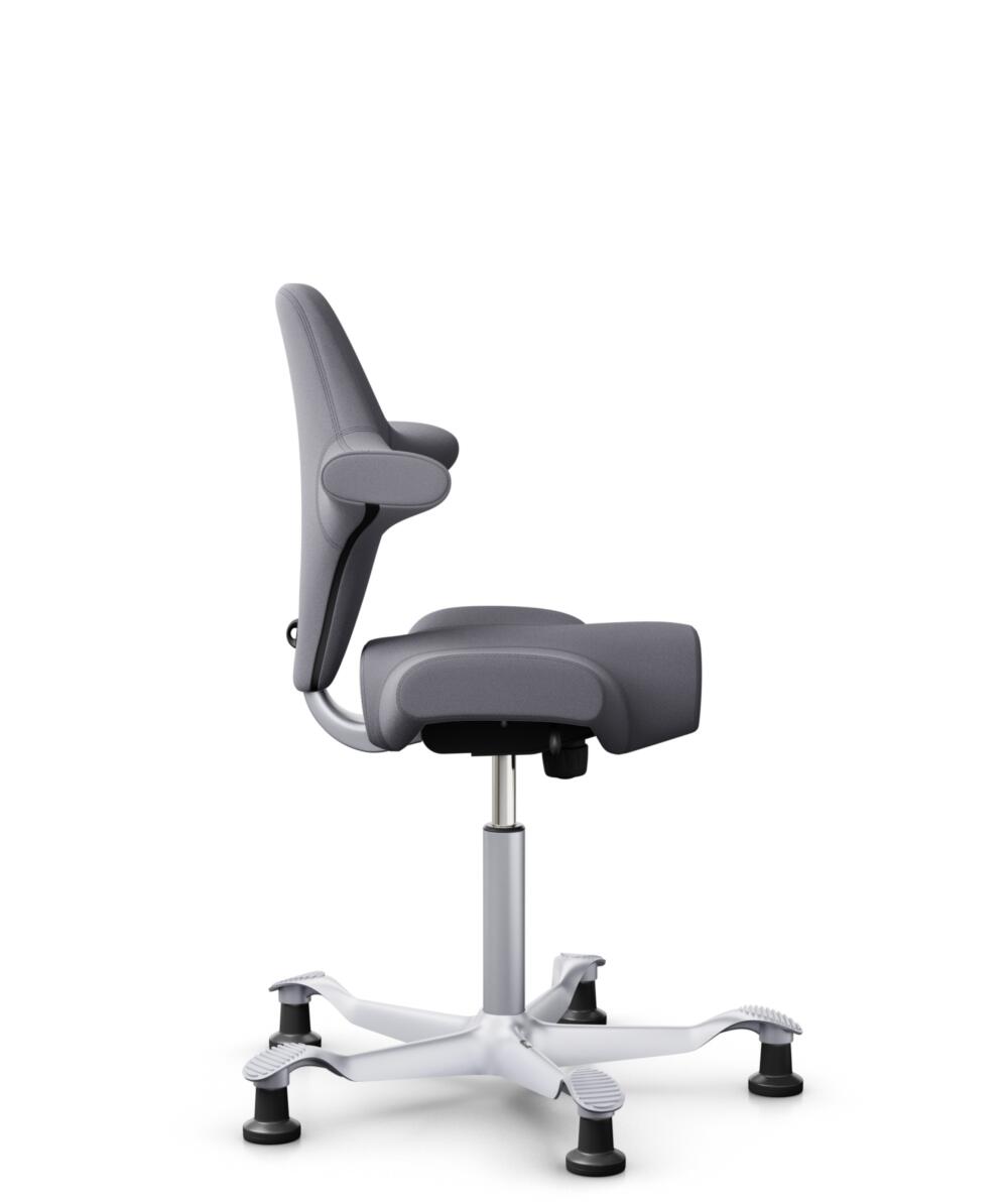 HÅG Capisco 8106 - Xtreme (Camira) - Gerecycled Polyester - EXR081 - Grey - Framekleur - Zilver - Gasveer - 265 mm (Zithoogte 53-79cm) - Vloercontact - Glijdoppen - Voetenring - Nee, geen voetenring - Voetster - Nee, voetster in framekleur - 2