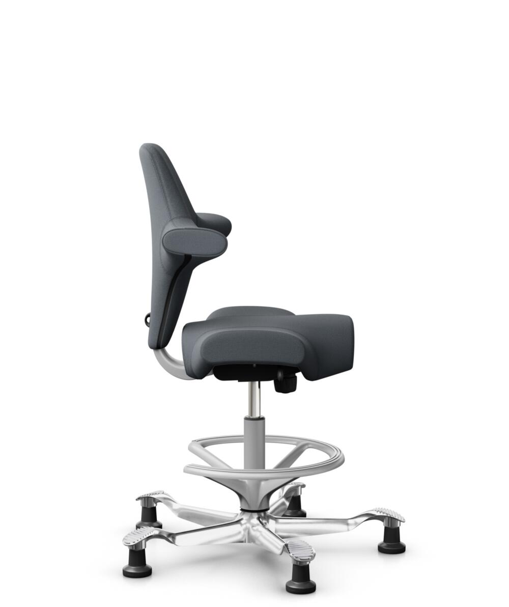 HÅG Capisco 8106 - Select (Gabriel) - Wol / Polyamide - SC60003 - Grey - Framekleur - Zilver - Gasveer - 200 mm (Zithoogte 46-64cm) - Vloercontact - Glijdoppen - Voetenring - Ja, in framekleur - Voetster - Ja, voetster in gepolijst aluminium - 2