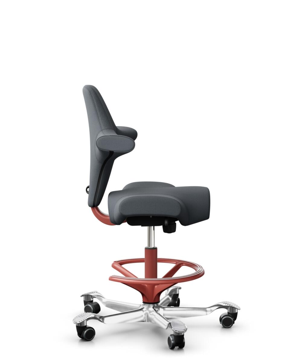 HÅG Capisco 8106 - Select (Gabriel) - Wol / Polyamide - SC60003 - Grey - Framekleur - Blush Rose - Gasveer - 265 mm (Zithoogte 53-79cm) - Vloercontact - Harde wielen t.b.v. zachte vloeren - Voetenring - Ja, in framekleur - Voetster - Ja, voetster in ge... - 2