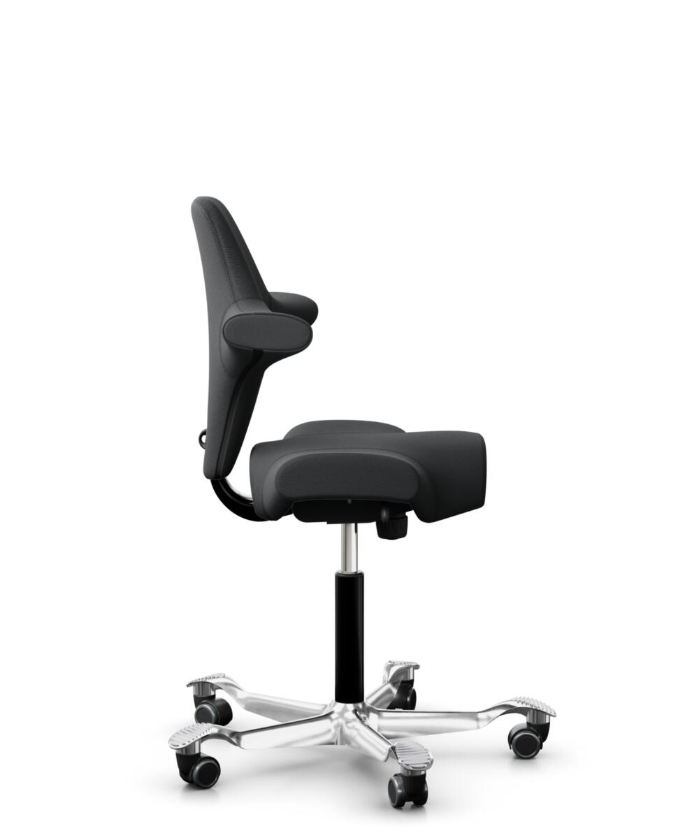 HÅG Capisco 8106 - Select (Gabriel) - Wol / Polyamide - SC60051 - Charcoal - Framekleur - Zwart - Gasveer - 150 mm (Zithoogte 40-55cm) - Vloercontact - Harde wielen t.b.v. zachte vloeren - Voetenring - Nee, geen voetenring - Voetster - Ja, voetster in ... - 2