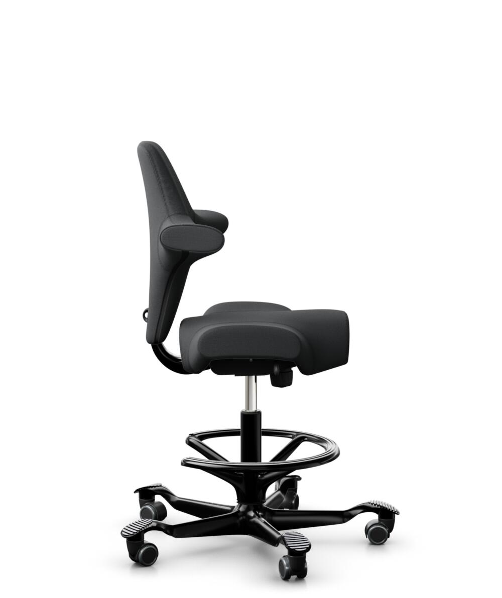 HÅG Capisco 8106 - Select (Gabriel) - Wol / Polyamide - SC60051 - Charcoal - Framekleur - Zwart - Gasveer - 265 mm (Zithoogte 53-79cm) - Vloercontact - Harde wielen t.b.v. zachte vloeren - Voetenring - Ja, in framekleur - Voetster - Nee, voetster in fr... - 2