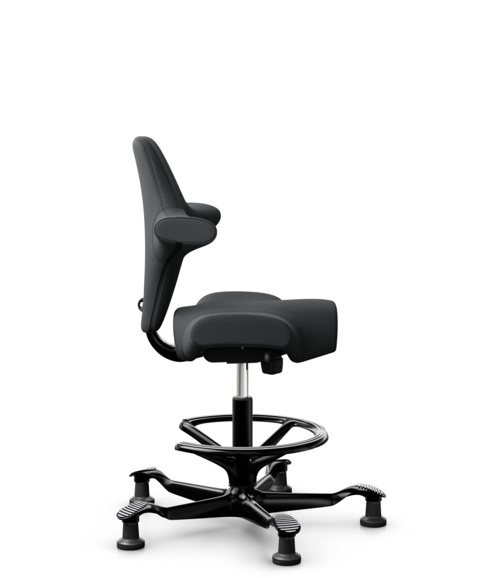 HÅG Capisco 8106 - Select (Gabriel) - Wol / Polyamide - SC60051 - Charcoal - Framekleur - Zwart - Gasveer - 265 mm (Zithoogte 53-79cm) - Vloercontact - Glijdoppen - Voetenring - Ja, in framekleur - Voetster - Nee, voetster in framekleur - 2