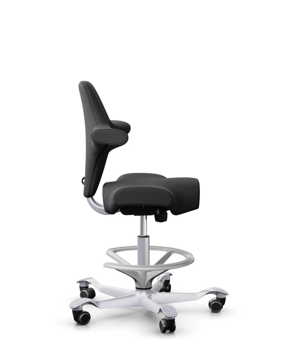 HÅG Capisco 8106 - Select (Gabriel) - Wol / Polyamide - SC60051 - Charcoal - Framekleur - Zilver - Gasveer - 200 mm (Zithoogte 46-64cm) - Vloercontact - Zachte wielen t.b.v. harde vloeren - Voetenring - Ja, in framekleur - Voetster - Nee, voetster in f... - 2