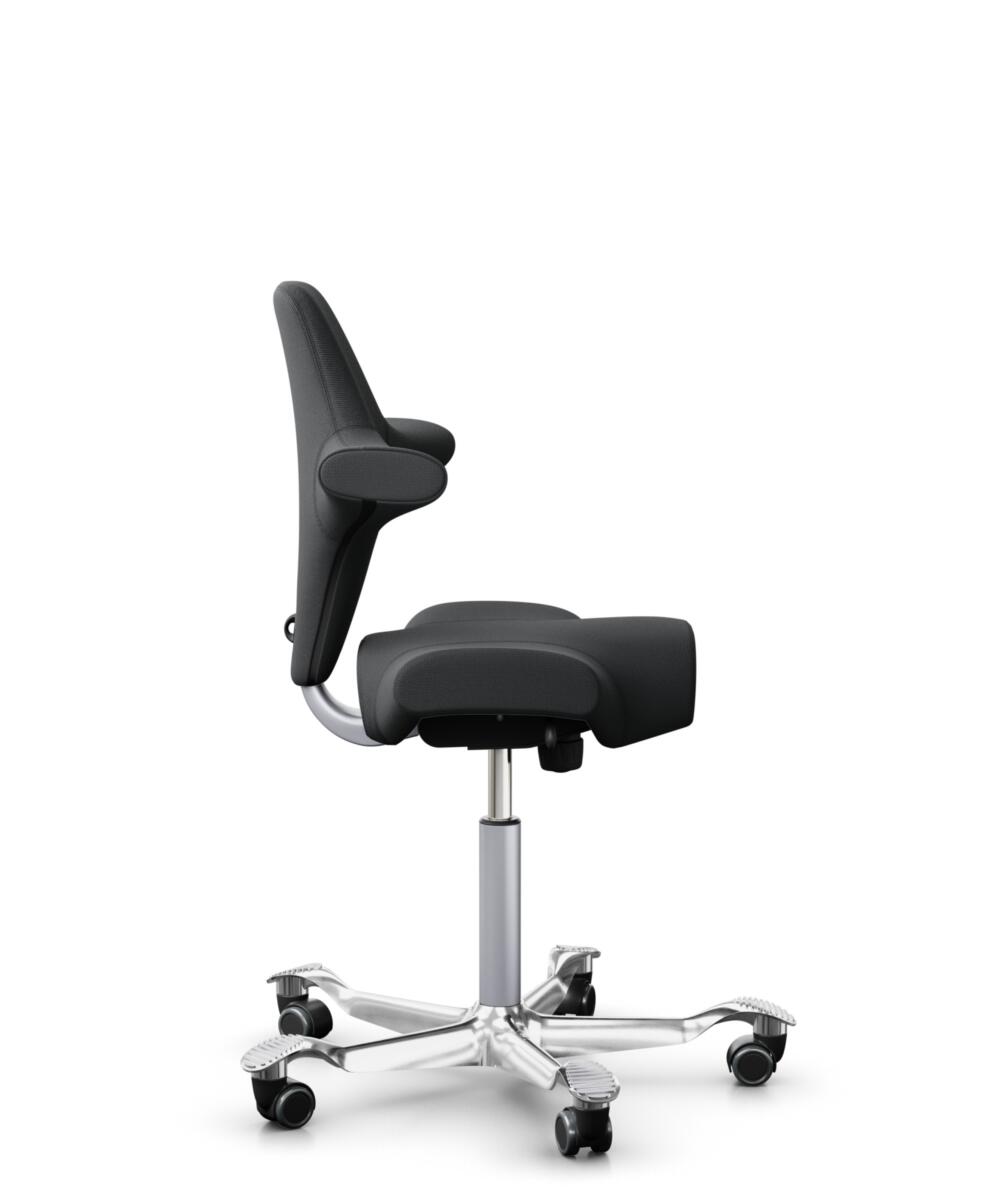 HÅG Capisco 8106 - Select (Gabriel) - Wol / Polyamide - SC60051 - Charcoal - Framekleur - Zilver - Gasveer - 265 mm (Zithoogte 53-79cm) - Vloercontact - Zachte wielen t.b.v. harde vloeren - Voetenring - Nee, geen voetenring - Voetster - Ja, voetster in... - 2