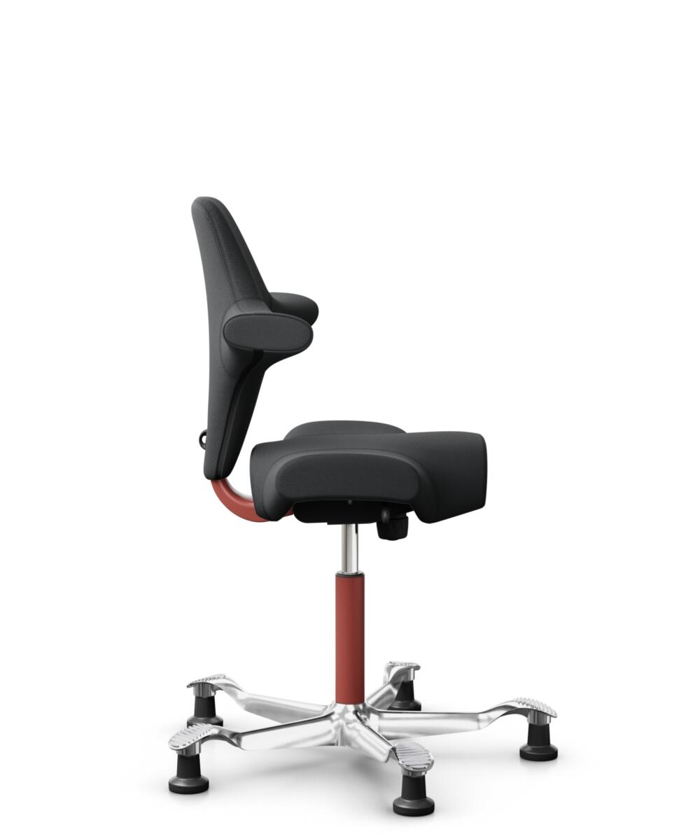 HÅG Capisco 8106 - Select (Gabriel) - Wol / Polyamide - SC60051 - Charcoal - Framekleur - Blush Rose - Gasveer - 265 mm (Zithoogte 53-79cm) - Vloercontact - Glijdoppen - Voetenring - Nee, geen voetenring - Voetster - Ja, voetster in gepolijst aluminium - 2