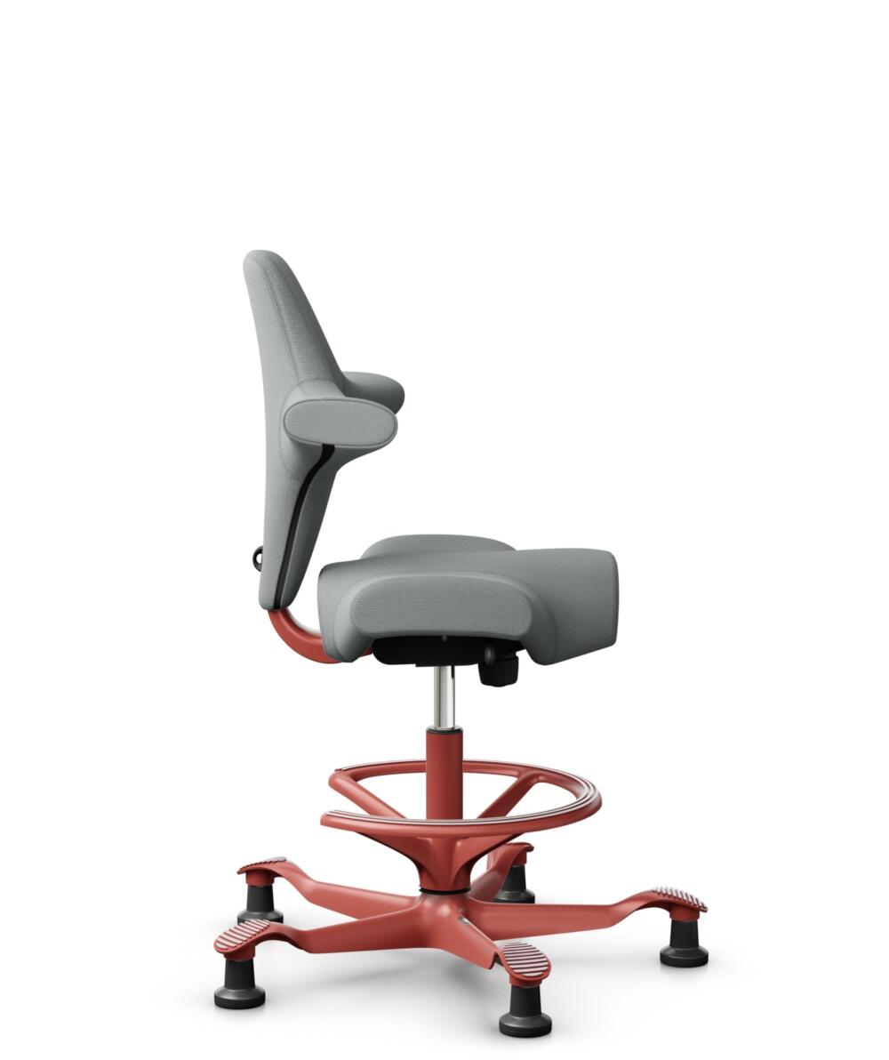 HÅG Capisco 8106 - Select (Gabriel) - Wol / Polyamide - SC60131 - Light ash grey - Framekleur - Blush Rose - Gasveer - 200 mm (Zithoogte 46-64cm) - Vloercontact - Glijdoppen - Voetenring - Ja, in framekleur - Voetster - Nee, voetster in framekleur - 3