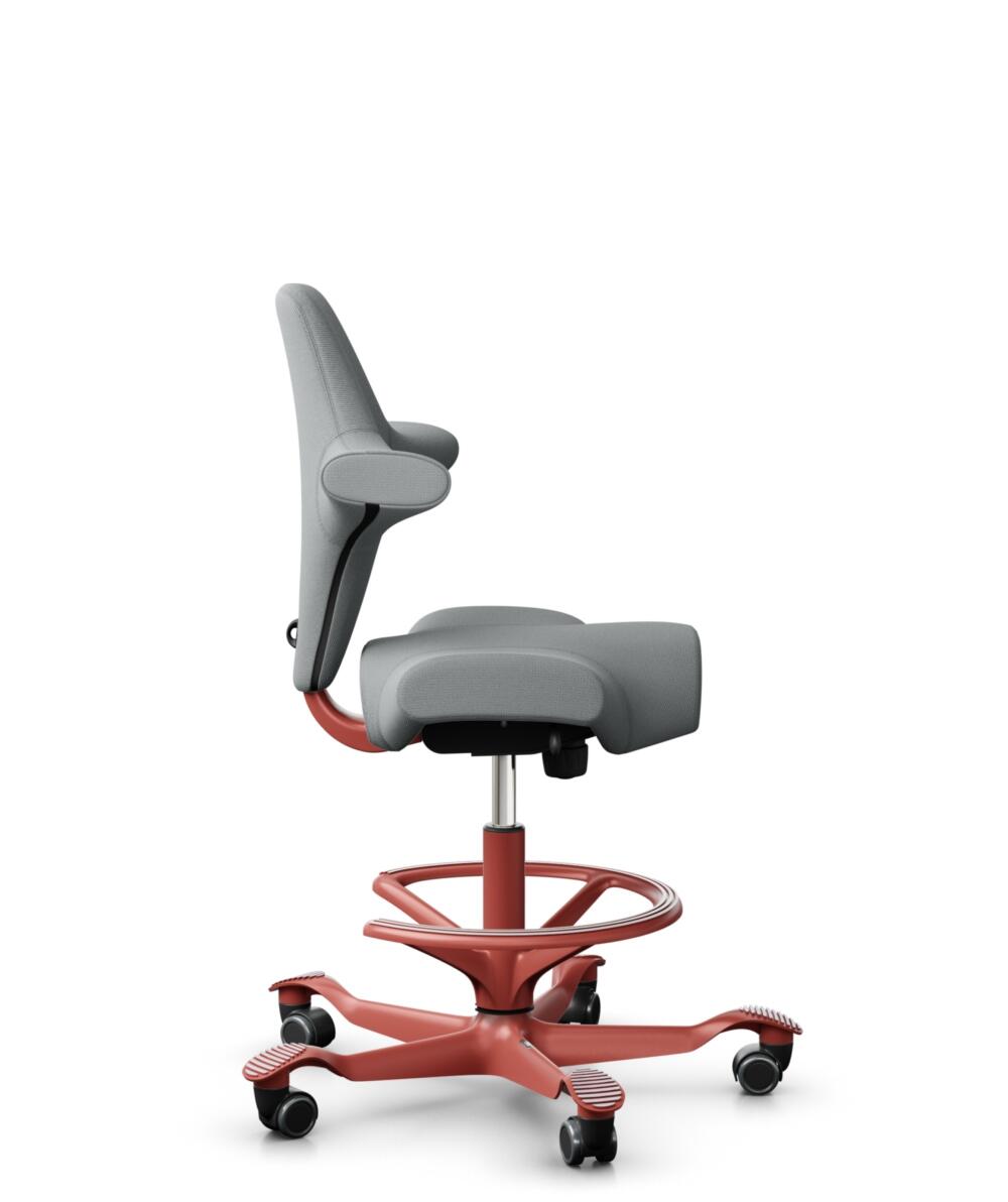 HÅG Capisco 8106 - Select (Gabriel) - Wol / Polyamide - SC60131 - Light ash grey - Framekleur - Blush Rose - Gasveer - 265 mm (Zithoogte 53-79cm) - Vloercontact - Zachte wielen t.b.v. harde vloeren - Voetenring - Ja, in framekleur - Voetster - Nee, voe... - 2