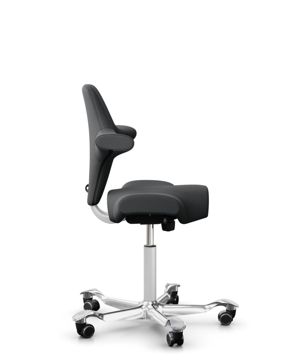 HÅG Capisco 8106 - Select (Gabriel) - Wol / Polyamide - SC60134 - Dark Grey - Framekleur - Wit - Gasveer - 200 mm (Zithoogte 46-64cm) - Vloercontact - Harde wielen t.b.v. zachte vloeren - Voetenring - Nee, geen voetenring - Voetster - Ja, voetster in g... - 2