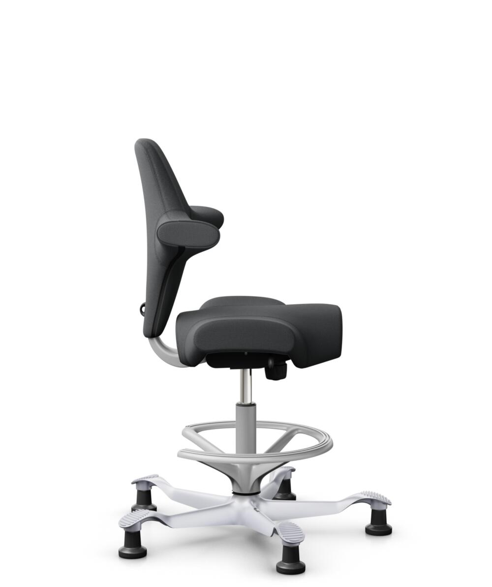 HÅG Capisco 8106 - Select (Gabriel) - Wol / Polyamide - SC60134 - Dark Grey - Framekleur - Zilver - Gasveer - 200 mm (Zithoogte 46-64cm) - Vloercontact - Glijdoppen - Voetenring - Ja, in framekleur - Voetster - Nee, voetster in framekleur - 2