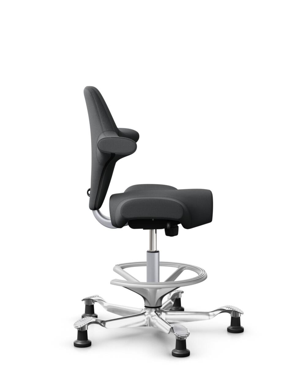 HÅG Capisco 8106 - Select (Gabriel) - Wol / Polyamide - SC60134 - Dark Grey - Framekleur - Zilver - Gasveer - 265 mm (Zithoogte 53-79cm) - Vloercontact - Glijdoppen - Voetenring - Ja, in framekleur - Voetster - Ja, voetster in gepolijst aluminium - 2