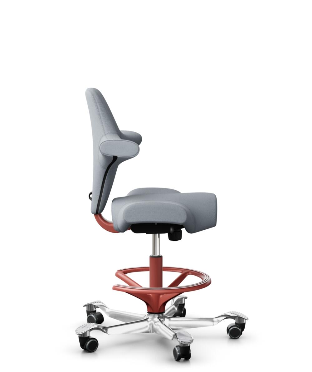 HÅG Capisco 8106 - Select (Gabriel) - Wol / Polyamide - SC60139 - Light grey - Framekleur - Zwart - Gasveer - 200 mm (Zithoogte 46-64cm) - Vloercontact - Zachte wielen t.b.v. harde vloeren - Voetenring - Ja, in framekleur - Voetster - Ja, voetster in g... - 2