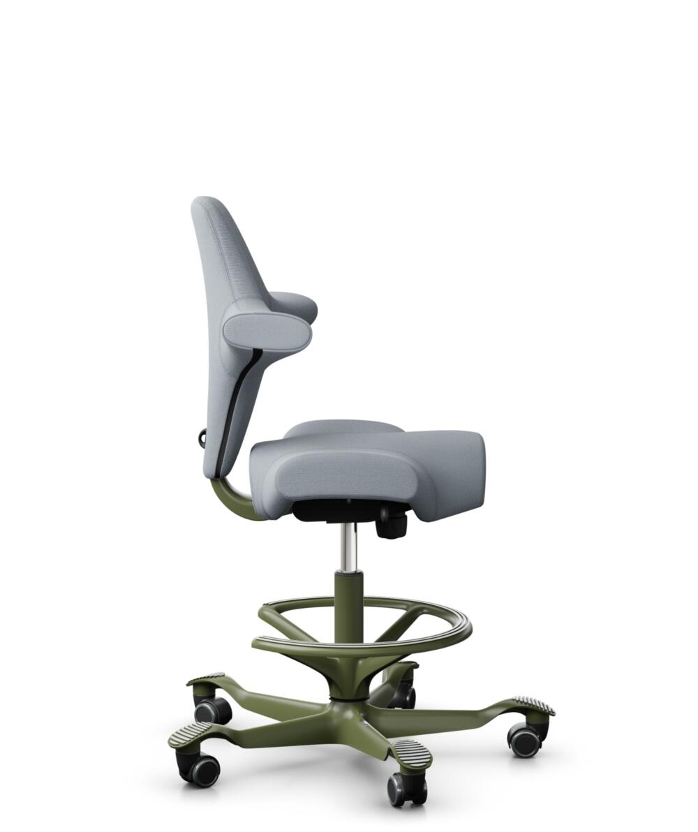 HÅG Capisco 8106 - Select (Gabriel) - Wol / Polyamide - SC60139 - Light grey - Framekleur - Wit - Gasveer - 200 mm (Zithoogte 46-64cm) - Vloercontact - Harde wielen t.b.v. zachte vloeren - Voetenring - Ja, in framekleur - Voetster - Nee, voetster in fr... - 2