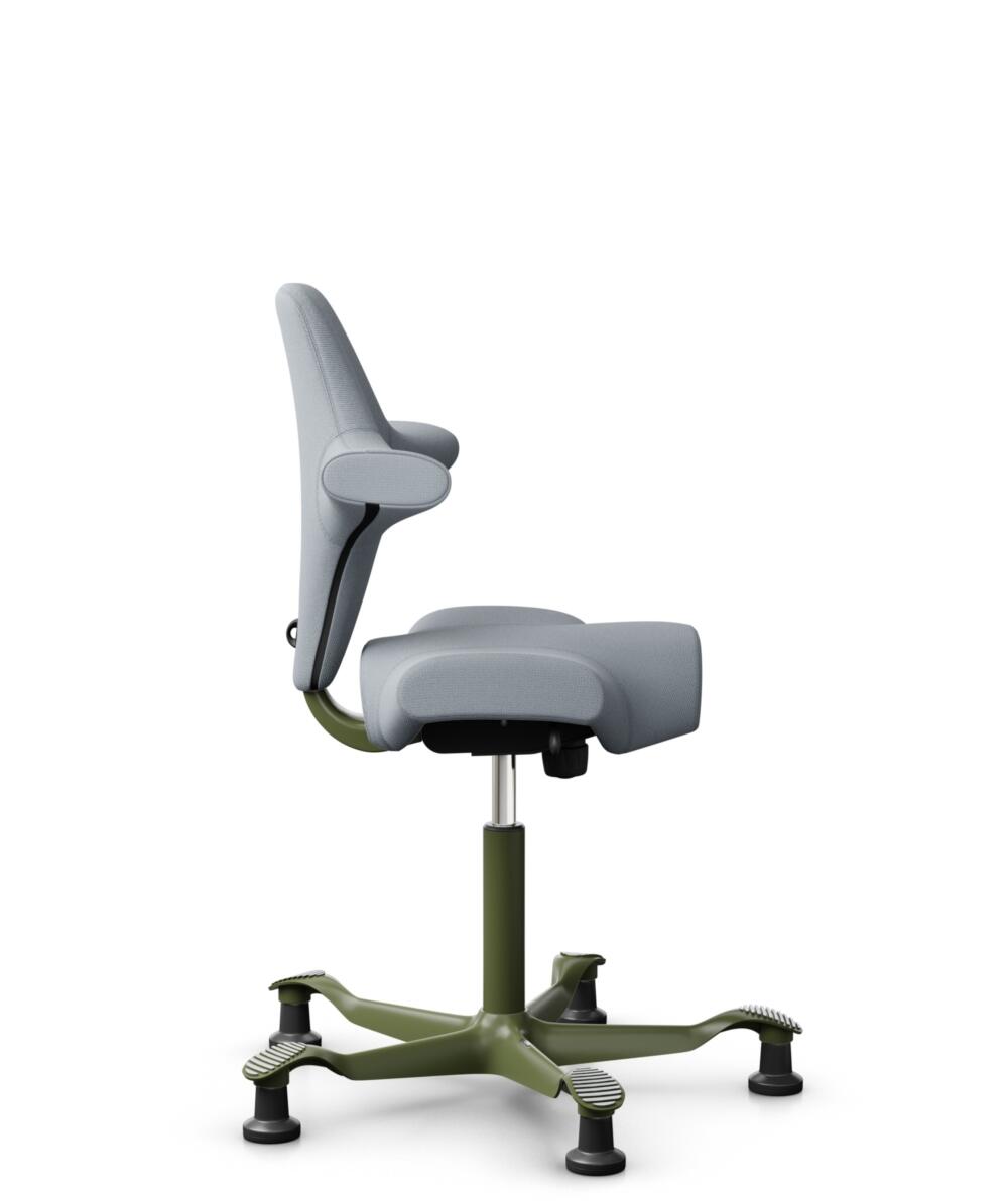 HÅG Capisco 8106 - Select (Gabriel) - Wol / Polyamide - SC60139 - Light grey - Framekleur - Wit - Gasveer - 200 mm (Zithoogte 46-64cm) - Vloercontact - Glijdoppen - Voetenring - Nee, geen voetenring - Voetster - Nee, voetster in framekleur - 2