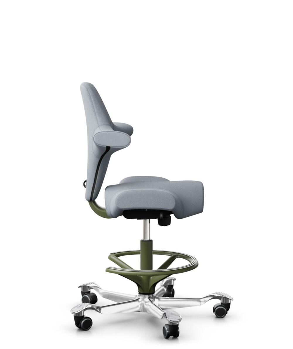 HÅG Capisco 8106 - Select (Gabriel) - Wol / Polyamide - SC60139 - Light grey - Framekleur - Wit - Gasveer - 265 mm (Zithoogte 53-79cm) - Vloercontact - Zachte wielen t.b.v. harde vloeren - Voetenring - Ja, in framekleur - Voetster - Ja, voetster in gep... - 2