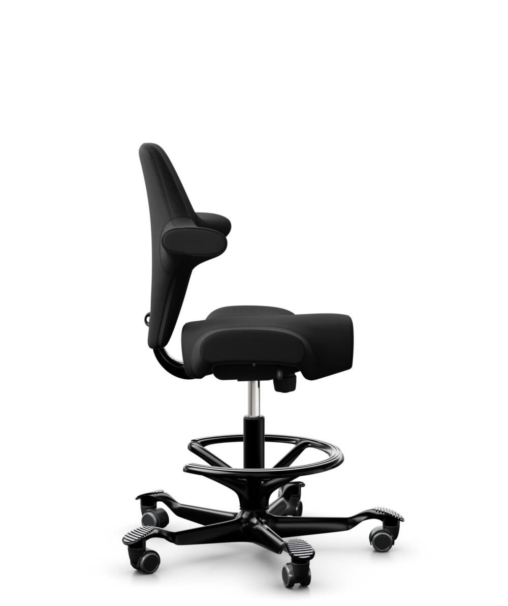 HÅG Capisco 8106 - Select (Gabriel) - Wol / Polyamide - SC60999 - Black - Framekleur - Zwart - Gasveer - 200 mm (Zithoogte 46-64cm) - Vloercontact - Zachte wielen t.b.v. harde vloeren - Voetenring - Ja, in framekleur - Voetster - Nee, voetster in frame... - 2