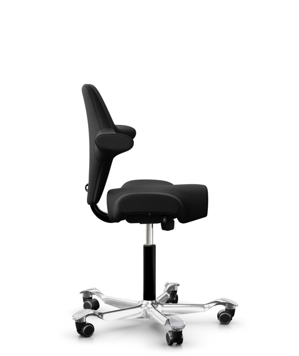 HÅG Capisco 8106 - Select (Gabriel) - Wol / Polyamide - SC60999 - Black - Framekleur - Zwart - Gasveer - 265 mm (Zithoogte 53-79cm) - Vloercontact - Harde wielen t.b.v. zachte vloeren - Voetenring - Nee, geen voetenring - Voetster - Ja, voetster in gep... - 2