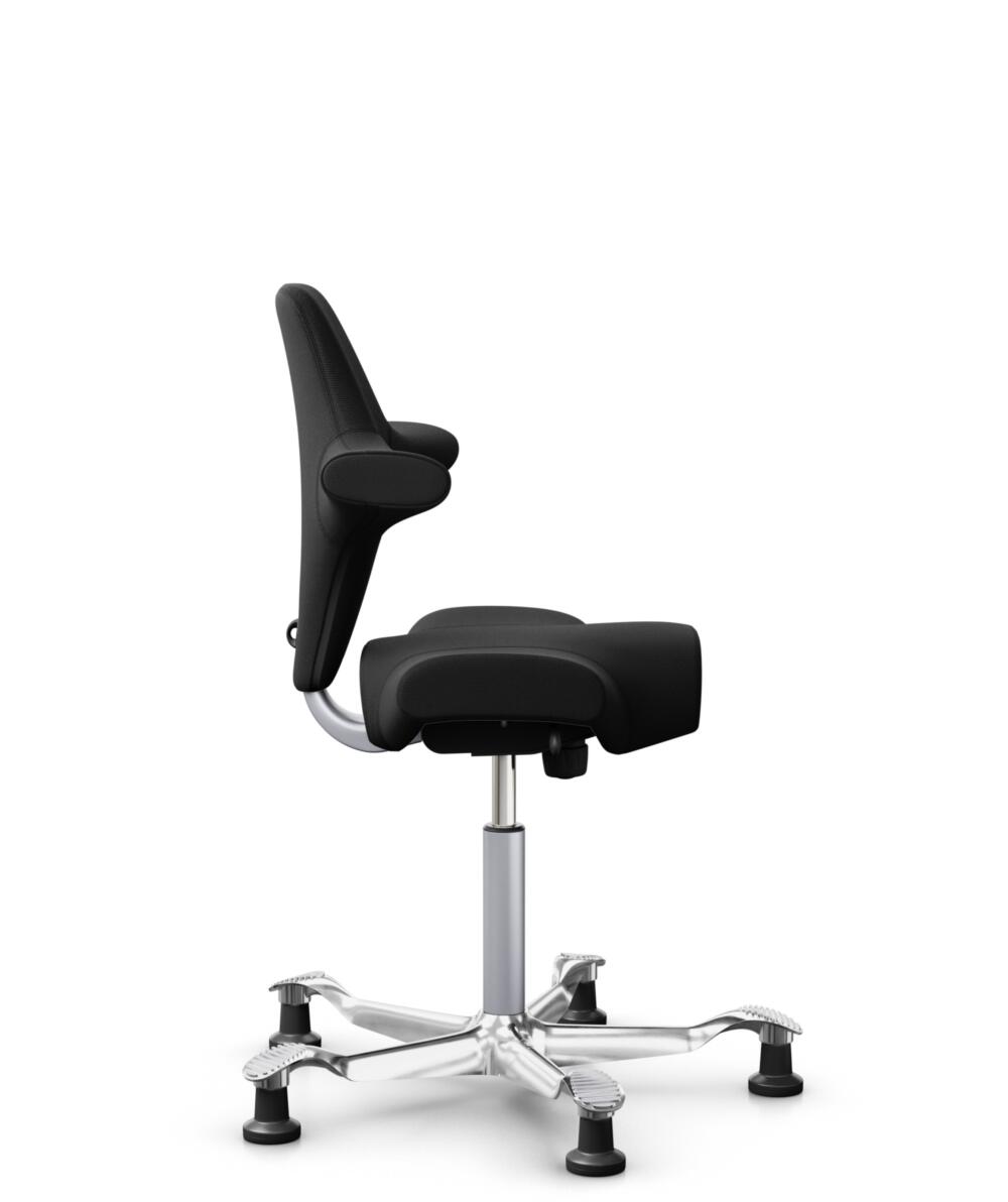 HÅG Capisco 8106 - Select (Gabriel) - Wol / Polyamide - SC60999 - Black - Framekleur - Zilver - Gasveer - 200 mm (Zithoogte 46-64cm) - Vloercontact - Glijdoppen - Voetenring - Nee, geen voetenring - Voetster - Ja, voetster in gepolijst aluminium - 2