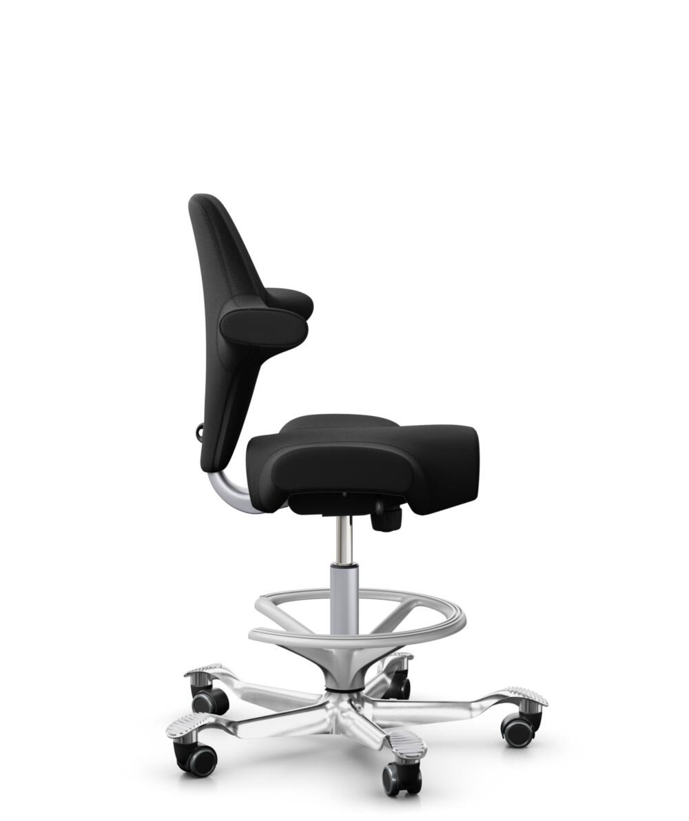 HÅG Capisco 8106 - Select (Gabriel) - Wol / Polyamide - SC60999 - Black - Framekleur - Zilver - Gasveer - 265 mm (Zithoogte 53-79cm) - Vloercontact - Harde wielen t.b.v. zachte vloeren - Voetenring - Ja, in framekleur - Voetster - Ja, voetster in gepol... - 2