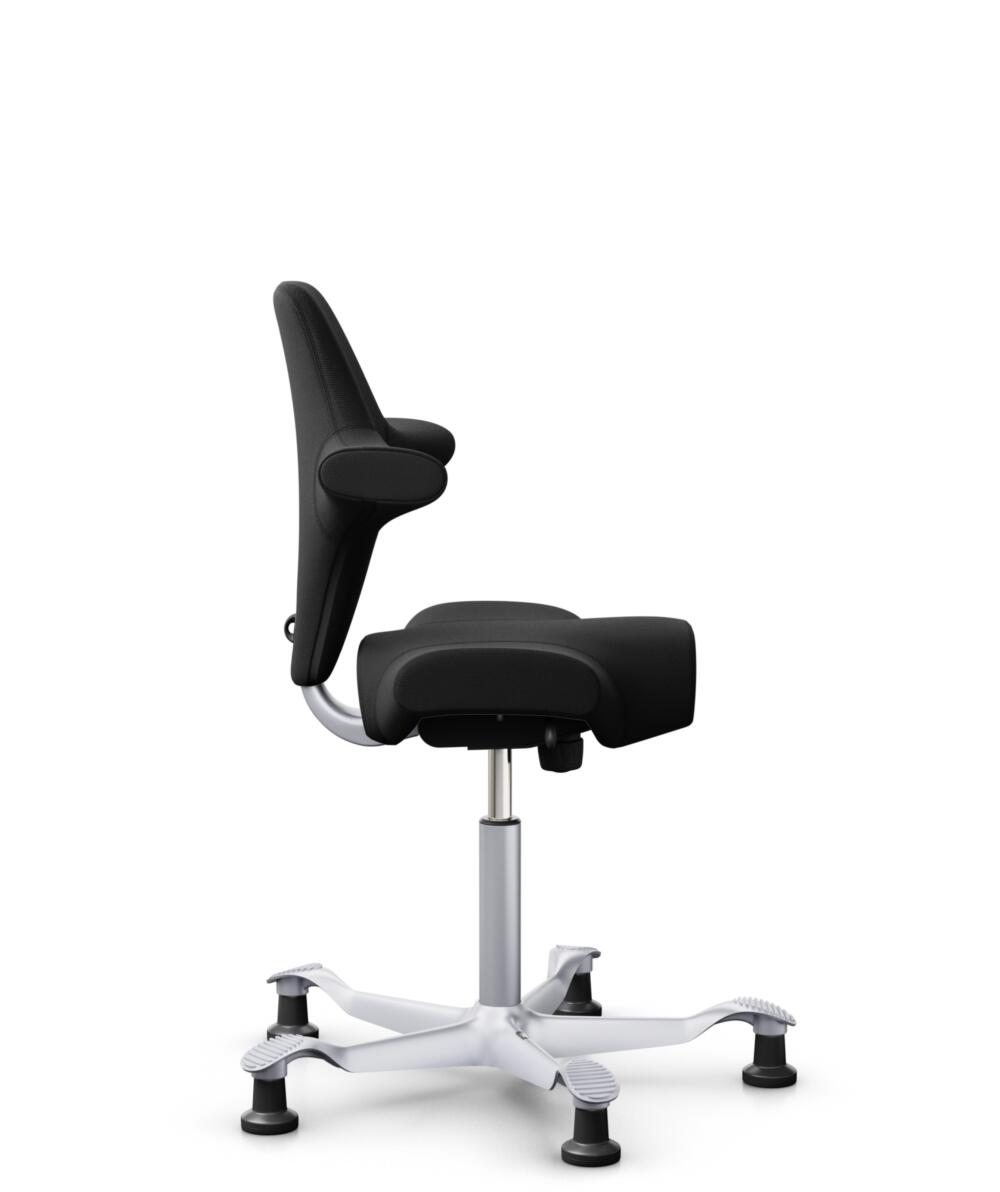 HÅG Capisco 8106 - Select (Gabriel) - Wol / Polyamide - SC60999 - Black - Framekleur - Zilver - Gasveer - 265 mm (Zithoogte 53-79cm) - Vloercontact - Glijdoppen - Voetenring - Nee, geen voetenring - Voetster - Nee, voetster in framekleur - 2