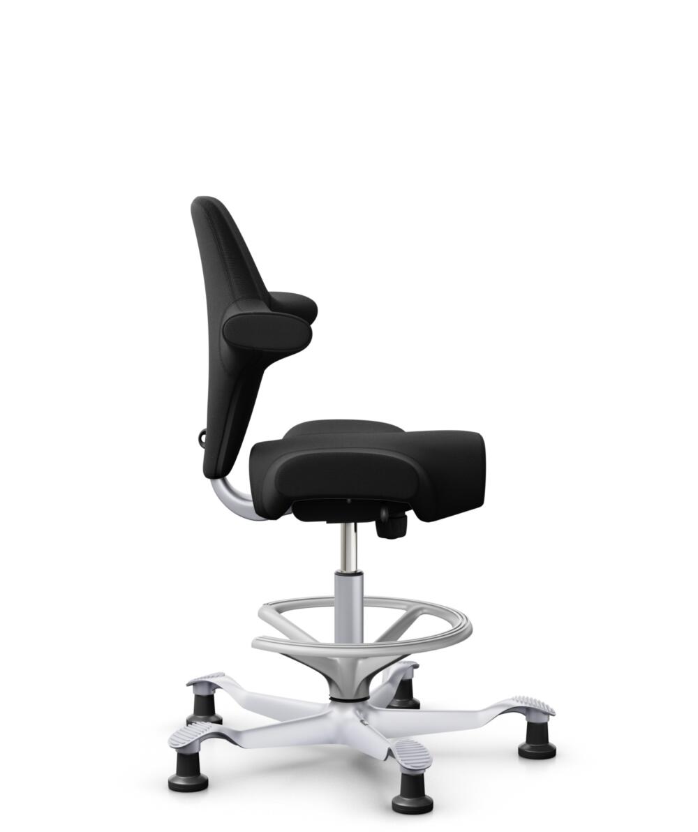 HÅG Capisco 8106 - Select (Gabriel) - Wol / Polyamide - SC60999 - Black - Framekleur - Zilver - Gasveer - 265 mm (Zithoogte 53-79cm) - Vloercontact - Glijdoppen - Voetenring - Ja, in framekleur - Voetster - Nee, voetster in framekleur - 2