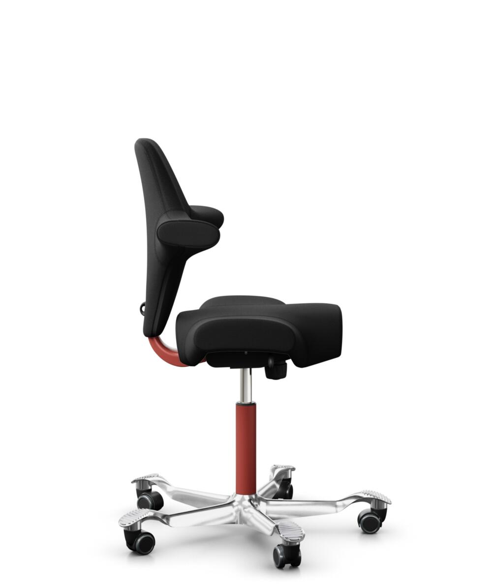 HÅG Capisco 8106 - Select (Gabriel) - Wol / Polyamide - SC60999 - Black - Framekleur - Blush Rose - Gasveer - 150 mm (Zithoogte 40-55cm) - Vloercontact - Harde wielen t.b.v. zachte vloeren - Voetenring - Nee, geen voetenring - Voetster - Ja, voetster i... - 2