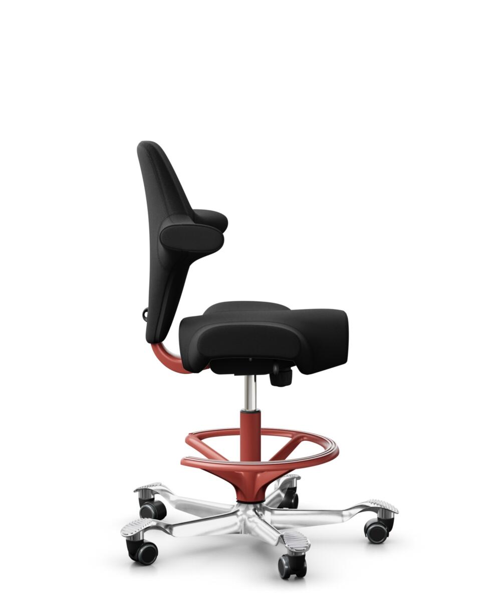 HÅG Capisco 8106 - Select (Gabriel) - Wol / Polyamide - SC60999 - Black - Framekleur - Blush Rose - Gasveer - 265 mm (Zithoogte 53-79cm) - Vloercontact - Zachte wielen t.b.v. harde vloeren - Voetenring - Ja, in framekleur - Voetster - Ja, voetster in g... - 2