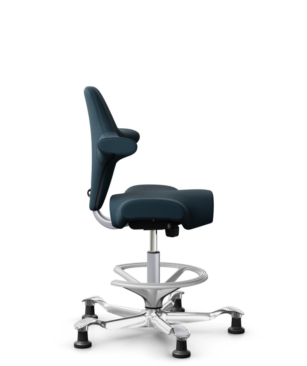 HÅG Capisco 8106 - Select (Gabriel) - Wol / Polyamide - SC66194 - Blue - Framekleur - Zilver - Gasveer - 200 mm (Zithoogte 46-64cm) - Vloercontact - Glijdoppen - Voetenring - Ja, in framekleur - Voetster - Ja, voetster in gepolijst aluminium - 2