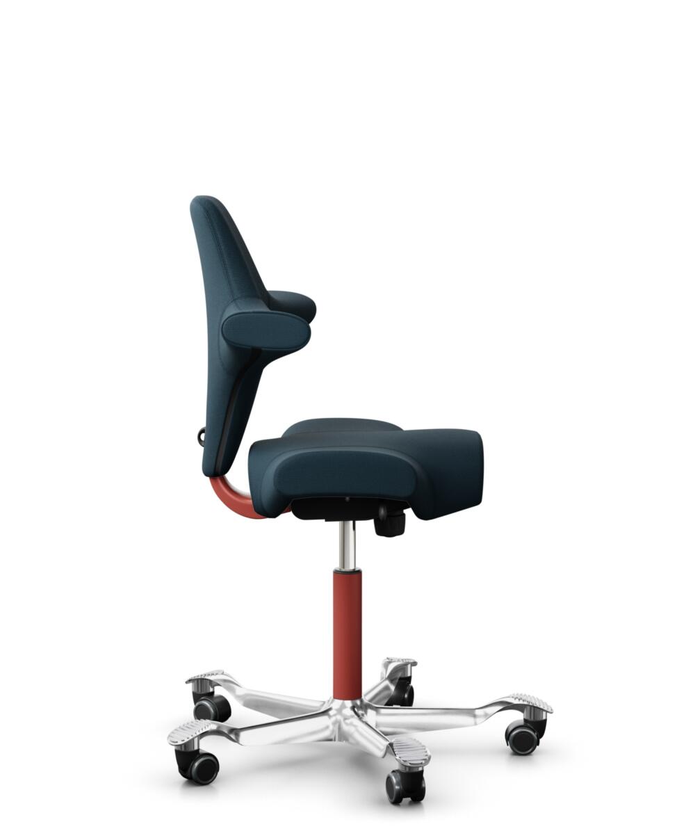 HÅG Capisco 8106 - Select (Gabriel) - Wol / Polyamide - SC66194 - Blue - Framekleur - Blush Rose - Gasveer - 150 mm (Zithoogte 40-55cm) - Vloercontact - Harde wielen t.b.v. zachte vloeren - Voetenring - Nee, geen voetenring - Voetster - Ja, voetster in... - 2