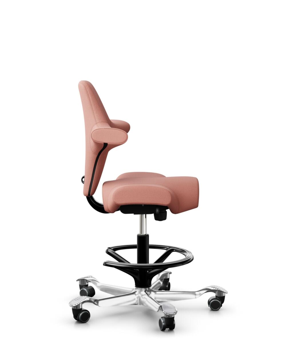 HÅG Capisco 8106 - Select (Gabriel) - Wol / Polyamide - SC64213 - Light blush - Framekleur - Zwart - Gasveer - 200 mm (Zithoogte 46-64cm) - Vloercontact - Harde wielen t.b.v. zachte vloeren - Voetenring - Ja, in framekleur - Voetster - Ja, voetster in ... - 2