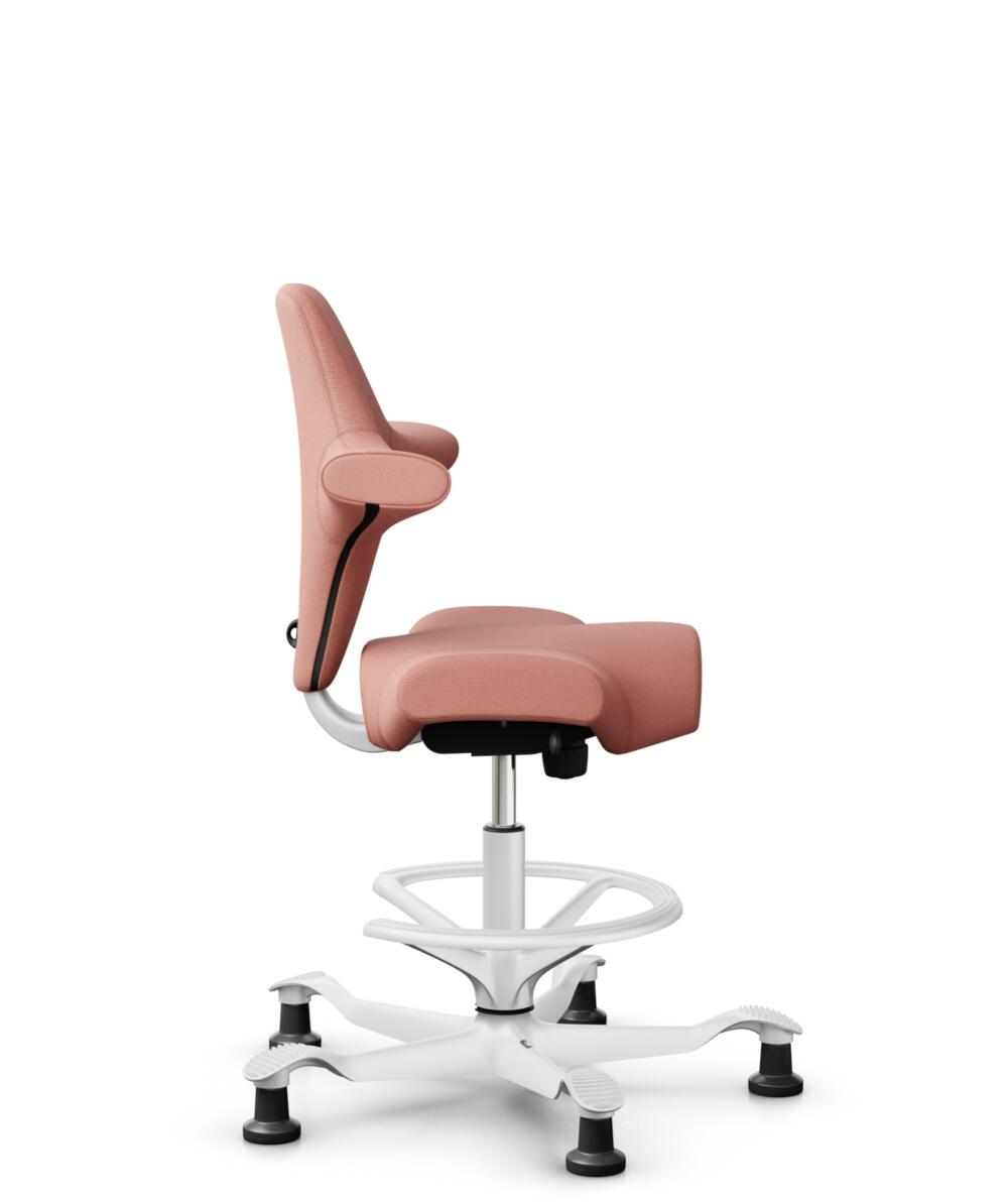 HÅG Capisco 8106 - Select (Gabriel) - Wol / Polyamide - SC64213 - Light blush - Framekleur - Wit - Gasveer - 200 mm (Zithoogte 46-64cm) - Vloercontact - Glijdoppen - Voetenring - Ja, in framekleur - Voetster - Nee, voetster in framekleur - 2