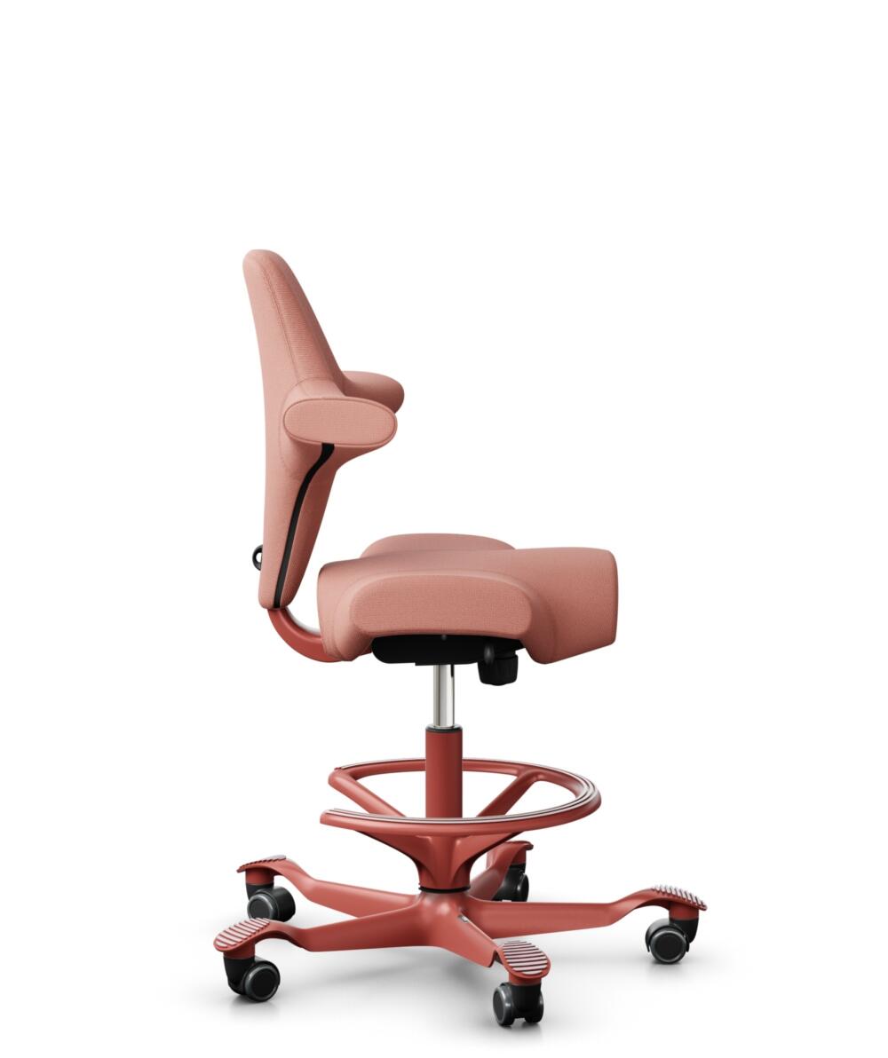 HÅG Capisco 8106 - Select (Gabriel) - Wol / Polyamide - SC64213 - Light blush - Framekleur - Blush Rose - Gasveer - 265 mm (Zithoogte 53-79cm) - Vloercontact - Harde wielen t.b.v. zachte vloeren - Voetenring - Ja, in framekleur - Voetster - Nee, voetst... - 2