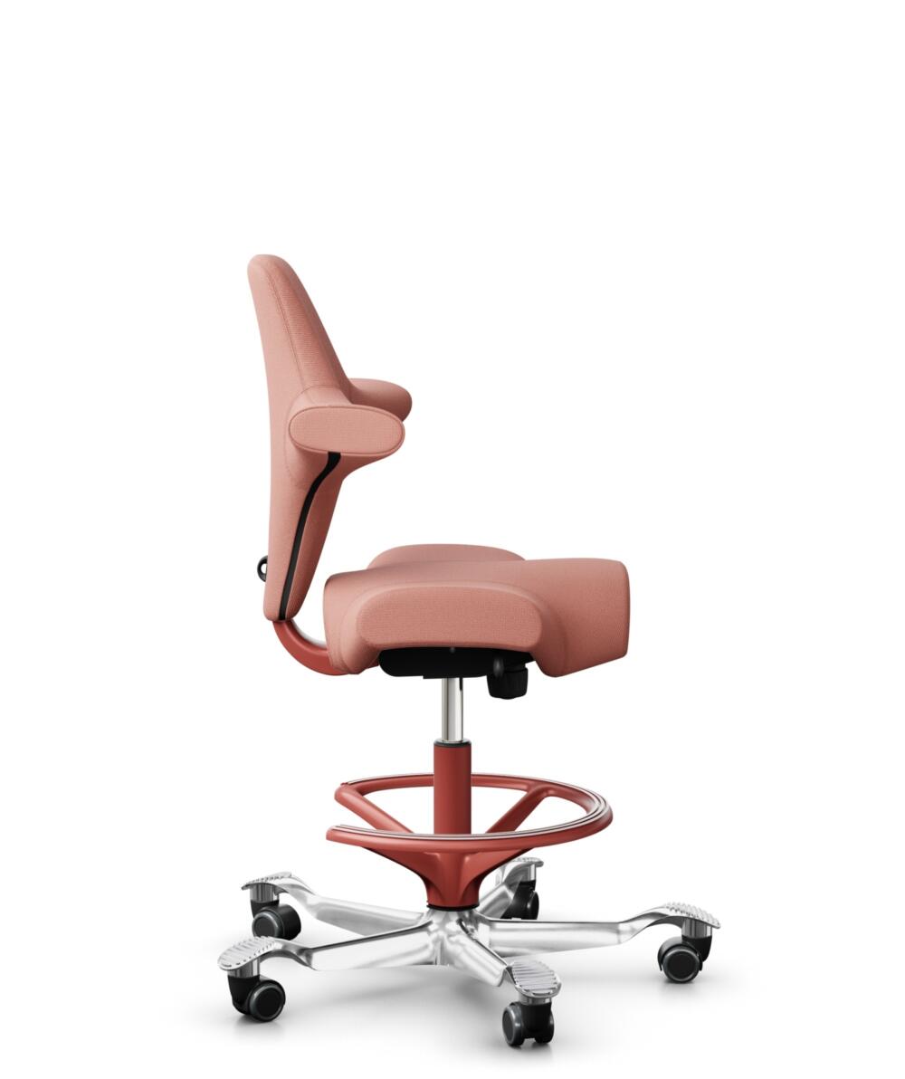 HÅG Capisco 8106 - Select (Gabriel) - Wol / Polyamide - SC64213 - Light blush - Framekleur - Blush Rose - Gasveer - 265 mm (Zithoogte 53-79cm) - Vloercontact - Zachte wielen t.b.v. harde vloeren - Voetenring - Ja, in framekleur - Voetster - Ja, voetste... - 2