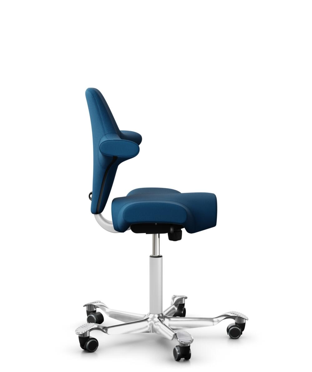 HÅG Capisco 8106 - Select (Gabriel) - Wol / Polyamide - SC66071 - Navy blue - Framekleur - Wit - Gasveer - 200 mm (Zithoogte 46-64cm) - Vloercontact - Zachte wielen t.b.v. harde vloeren - Voetenring - Nee, geen voetenring - Voetster - Ja, voetster in g... - 2