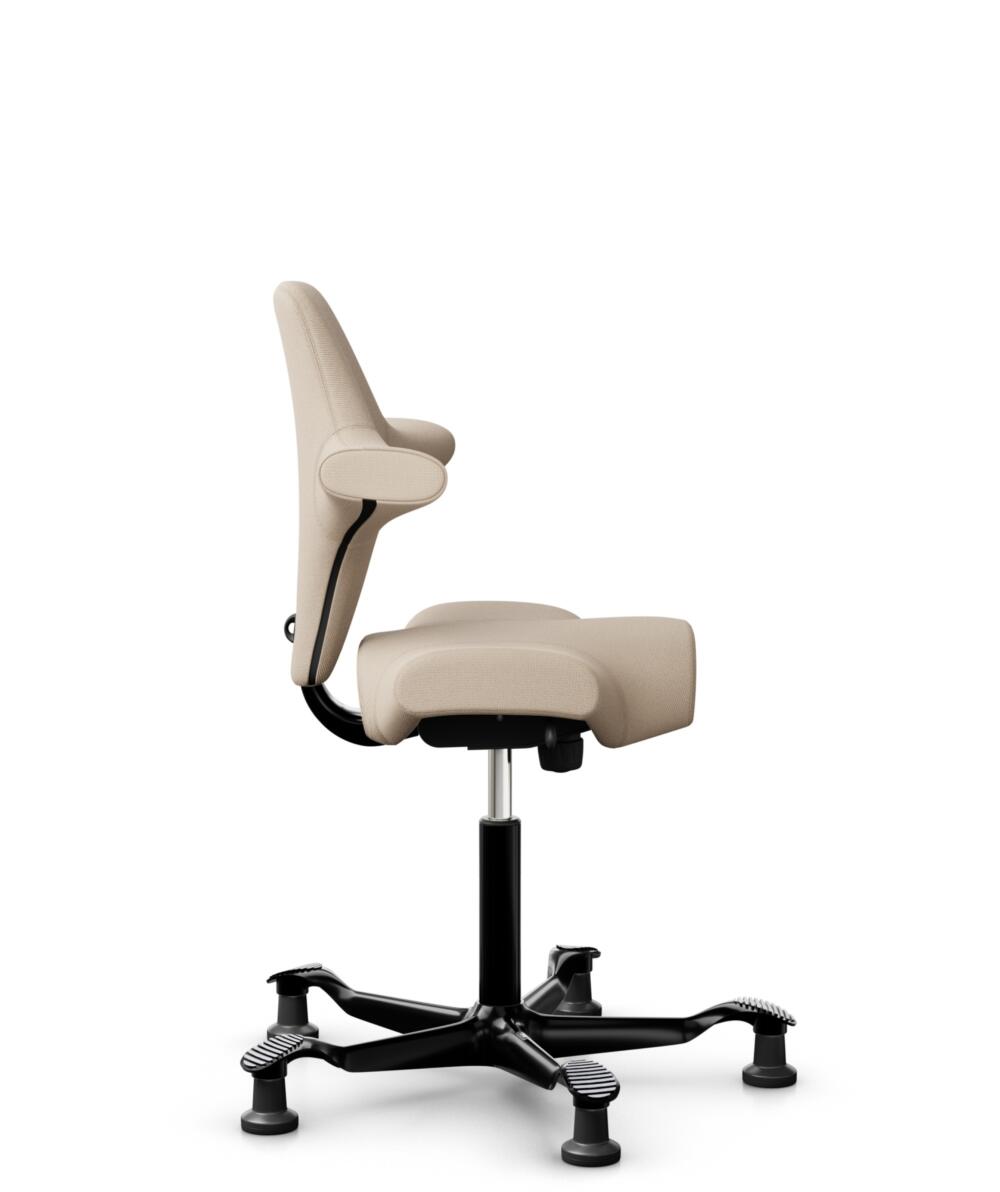 HÅG Capisco 8106 - Select (Gabriel) - Wol / Polyamide - SC61188 - Light beige - Framekleur - Zwart - Gasveer - 200 mm (Zithoogte 46-64cm) - Vloercontact - Glijdoppen - Voetenring - Nee, geen voetenring - Voetster - Nee, voetster in framekleur - 2