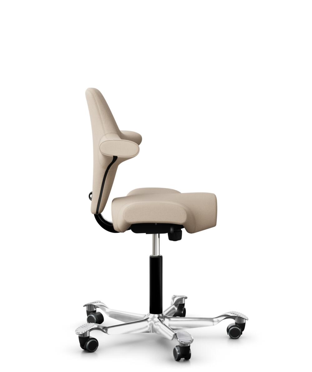 HÅG Capisco 8106 - Select (Gabriel) - Wol / Polyamide - SC61188 - Light beige - Framekleur - Zwart - Gasveer - 265 mm (Zithoogte 53-79cm) - Vloercontact - Zachte wielen t.b.v. harde vloeren - Voetenring - Nee, geen voetenring - Voetster - Ja, voetster ... - 2